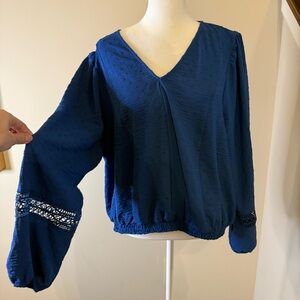 Lane Bryant Blue Embellished Relaxed Blouse NWT